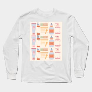 Skincare Essentials Pattern (Cream Version) Long Sleeve T-Shirt